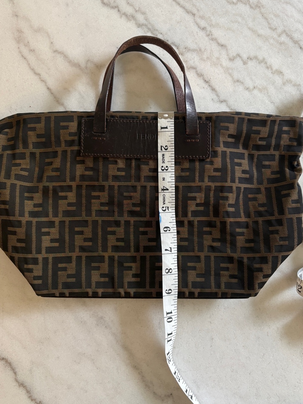 Vintage Fendi Brown Zucca FF Logo Tote Handbag Packable / Foldable - Picture 10 of 12